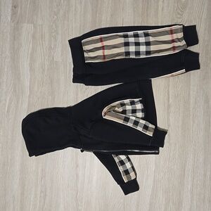 Burberry Kid's Graham Hoodie and Joggers Set with Plaid Accents, Size 2-3y